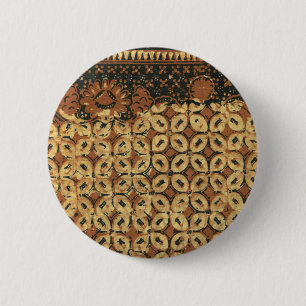 Badge Rond 5 Cm Batik Kawung vintage indonésien à motif rustique