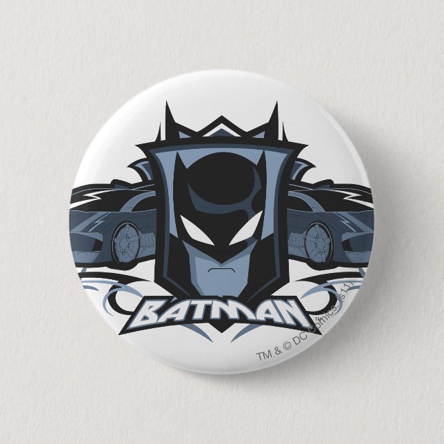Badge Rond 5 Cm Batman avec Batmobile (Devant)