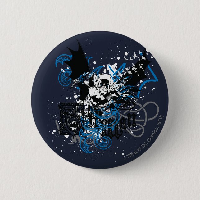 Badge Rond 5 Cm Batman avec collage de nouage (Devant)