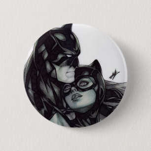 Badge Rond 5 Cm Batman & Catwoman ~ Bruce Wayne & Selina Kyle