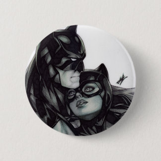 Badge Rond 5 Cm Batman & Catwoman ~ Bruce Wayne & Selina Kyle