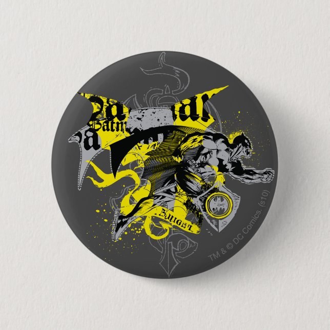Badge Rond 5 Cm Batman Collage noir et jaune (Devant)