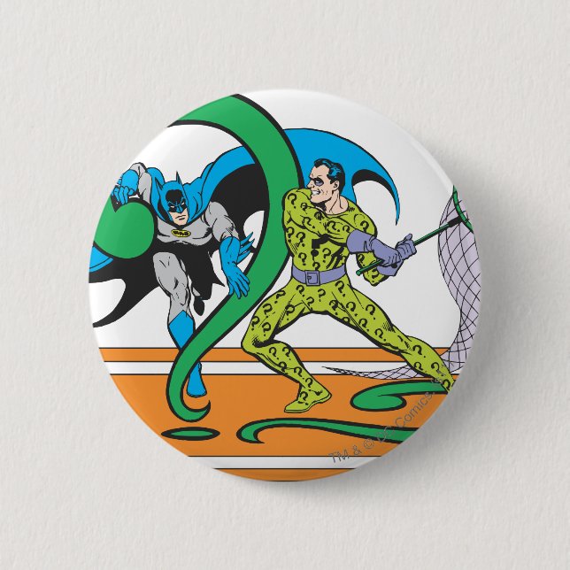 Badge Rond 5 Cm Batman combat Riddler (Devant)