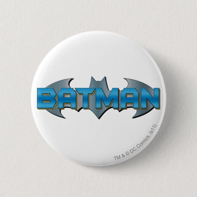 Badge Rond 5 Cm Batman | Logo de nom bleu (Devant)