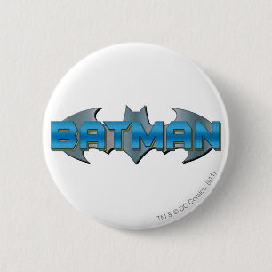 Badge Rond 5 Cm Batman Logo de nom bleu