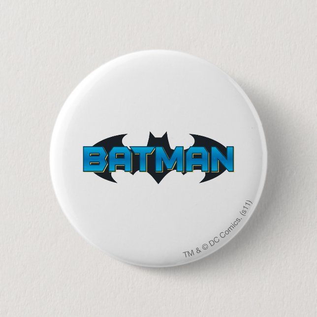 Badge Rond 5 Cm Batman | Logo de nom bleu (Devant)