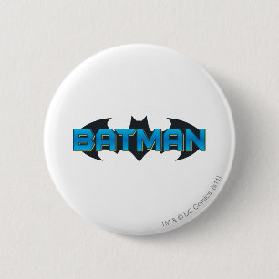 Badge Rond 5 Cm Batman   Logo de nom bleu