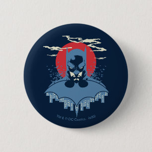 Badge Rond 5 Cm Batman Lune Rouge Avec Logo