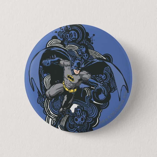 Badge Rond 5 Cm Batman Skulls/Doodle d'encre 2 (Devant)