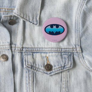 Badge Rond 5 Cm Batman   Symbole rose et bleu