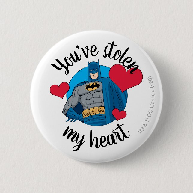 Badge Rond 5 Cm Batman Valentine | Vous avez volé mon coeur (Devant)