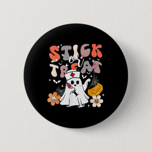 Badge Rond 5 Cm Bâton Ou Traitement Halloween Ghost Nurse Crna Eme