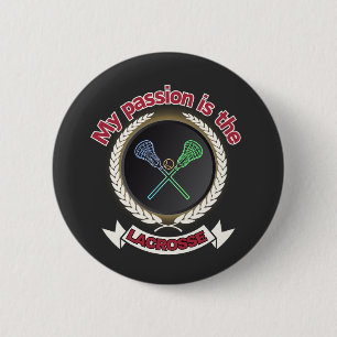 Badge Rond 5 Cm Bâtons croisés de crosse Ball Passion Sport Jeu