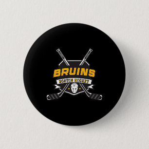Badge Rond 5 Cm Bâtons de hockey des Bruins de Boston Gris Officie