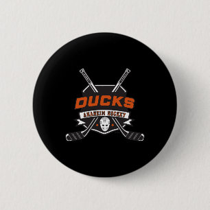Badge Rond 5 Cm Bâtons de hockey des Ducks d'Anaheim Blanc Officie