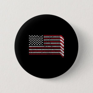 Badge Rond 5 Cm Bâtons de hockey Drapeau des États-Unis Fierté amé