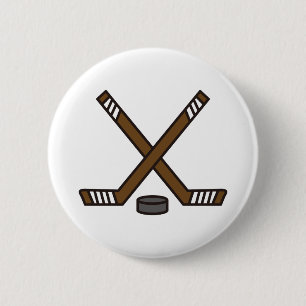 Badge Rond 5 Cm Bâtons de hockey et galet