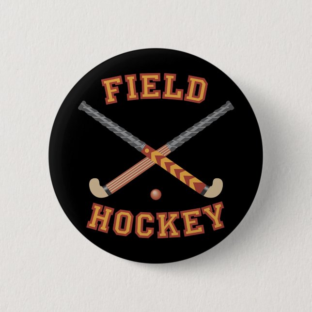 Badge Rond 5 Cm Bâtons de hockey sur gazon (Devant)