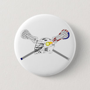 Badge Rond 5 Cm Bâtons de lacrosse avec le casque