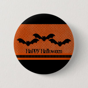 Badge Rond 5 Cm Bats déplaisants Bouton Halloween, orange