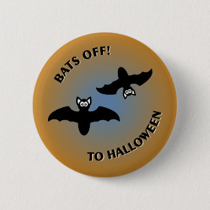 Badge Rond 5 Cm Bats d'Halloween bleu orange