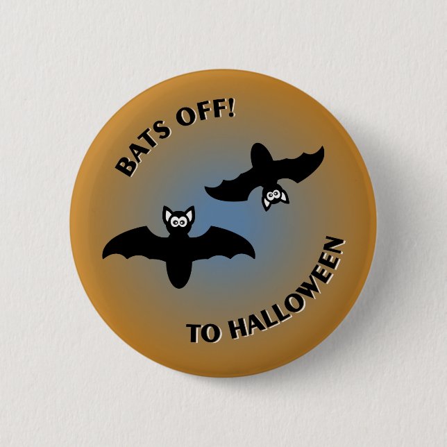 Badge Rond 5 Cm Bats d'Halloween bleu orange (Devant)