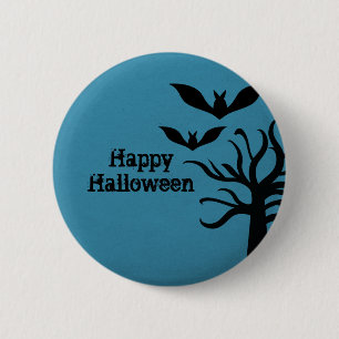 Badge Rond 5 Cm Bats Eerie Halloween Bouton, Bleu