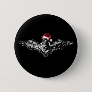 Badge Rond 5 Cm Batte dans un casquette de Père Noël