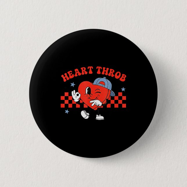 Badge Rond 5 Cm Battement de cœur 67 Saint-Valentin Six Sept Mème  (Devant)