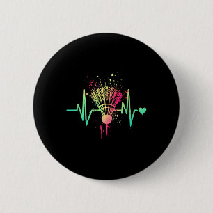 Badge Rond 5 Cm Battement de coeur de badminton - Vintage Navette