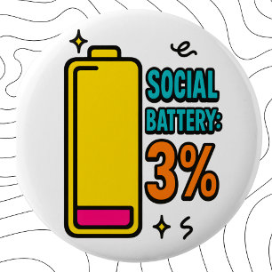 Badge Rond 5 Cm Batterie Sociale 3 Pour Cent – Introv Neuroépicé D