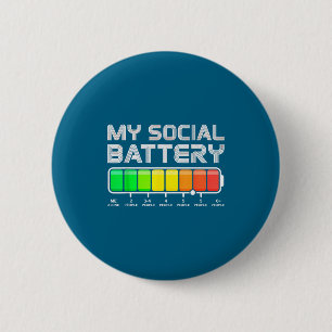 Badge Rond 5 Cm Batterie sociale faible énergie antisocial drôle i
