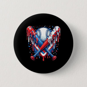 Badge Rond 5 Cm Batteur de baseball drapeau américain 4 juillet
