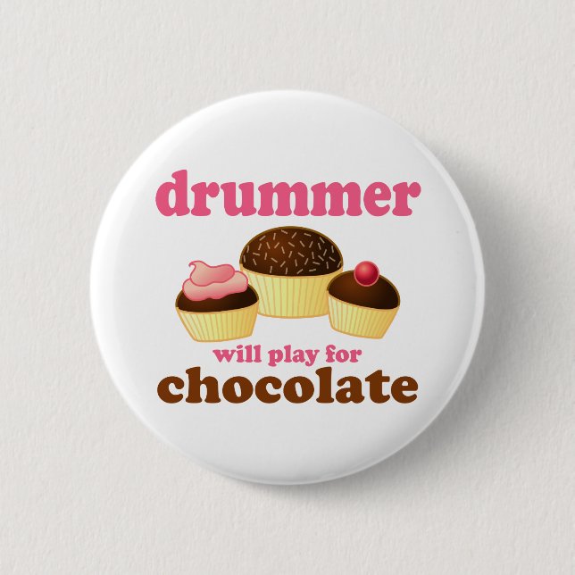 Badge Rond 5 Cm Batteur drôle de percussion (Devant)