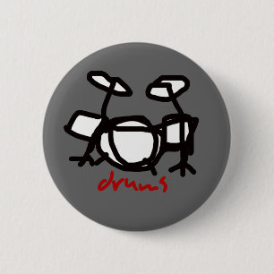 Badge Rond 5 Cm batteur - musique rock