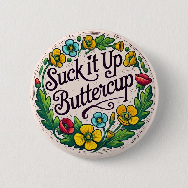 Badge Rond 5 Cm Battez-le sur des beurres de fleurs rétro beurtass (Devant)