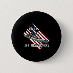 Badge Rond 5 Cm Battleship Uss New Jersey Bb-62 & Combat Warsh