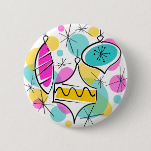 Badge Rond 5 Cm Baubles de l'arbre rétro