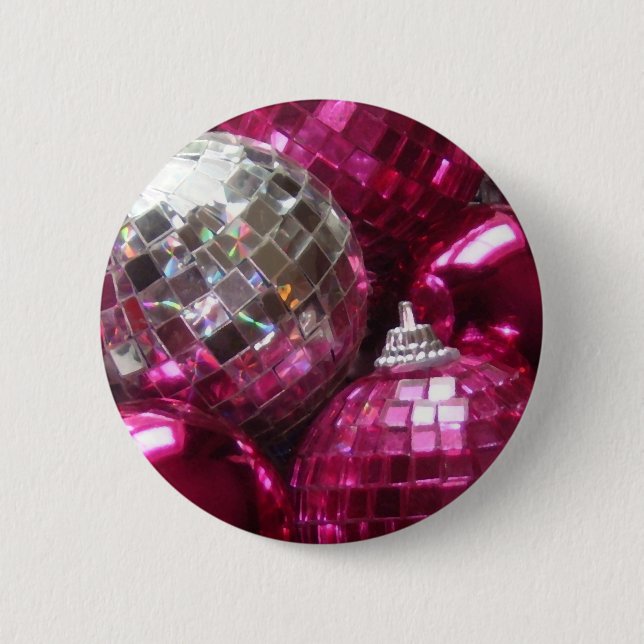 Badge Rond 5 Cm Baubles roses (Devant)