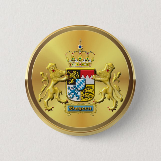 Badge Rond 5 Cm Bavière Manteau d'armoiries (Devant)