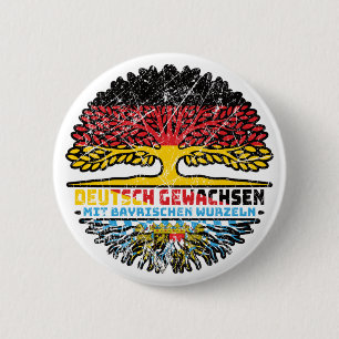 Badge Rond 5 Cm Bayern Bayrisch Deutsch Deutschland Baum Racines