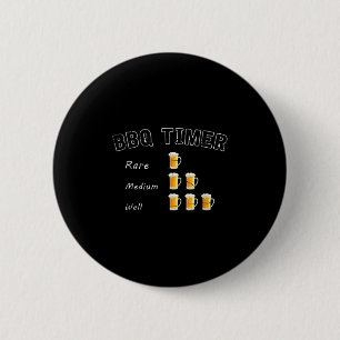 Badge Rond 5 Cm Bbq Fumé Steak Bière Boire Cadeau Barbecue