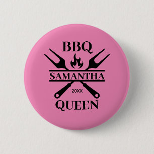 Badge Rond 5 Cm BBQ Funny Barbecue personnalisé Queen Apron Cuttin