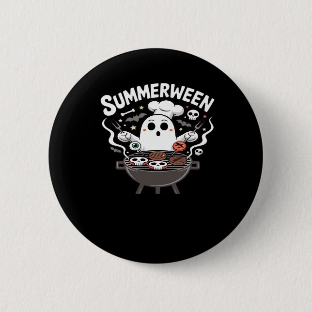 Badge Rond 5 Cm BBQ Summerween amusant (Devant)