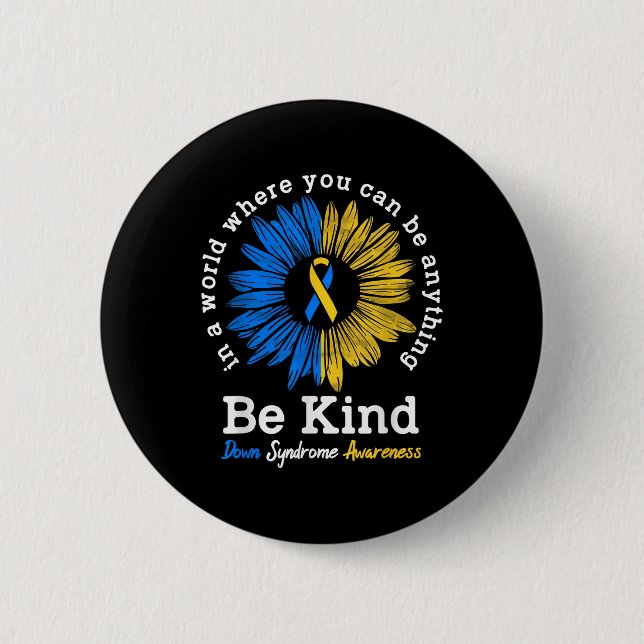 Badge Rond 5 Cm Be enfant Syndrome de Down (Devant)