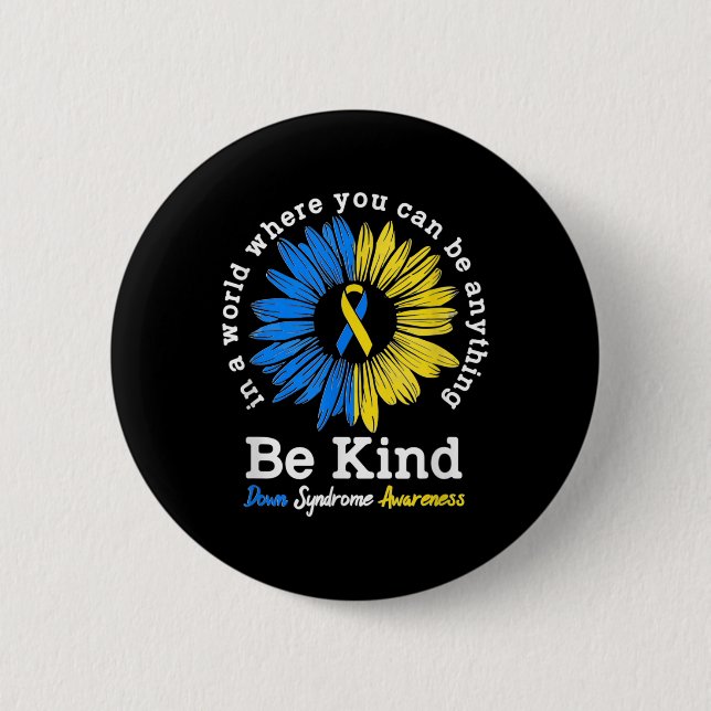 Badge Rond 5 Cm Be enfant Syndrome de Down (Devant)