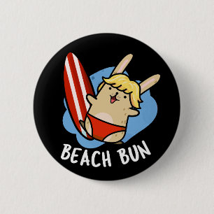 Badge Rond 5 Cm Beach Bun Funny Bunny Pun Dark BG