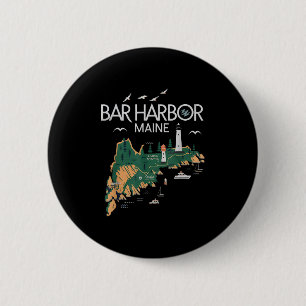 Badge Rond 5 Cm Beach Lighthouse Bar Harbour Maine