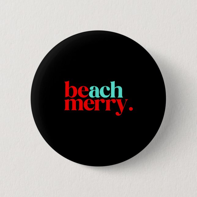 Badge Rond 5 Cm Beach Merry Christmas Funny  (Devant)