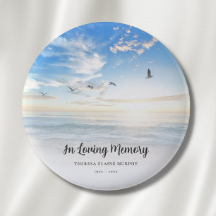 Badge Rond 5 Cm Beach Ocean Memorial or Funeral Tribute